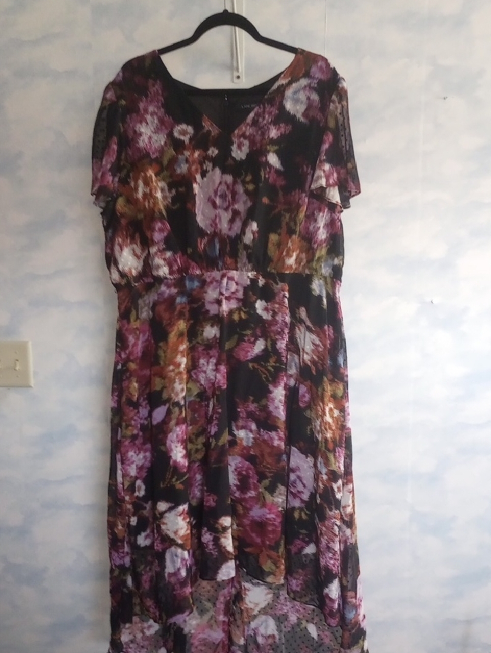 Floral V-Neck Maxi Dress - Black & Purple